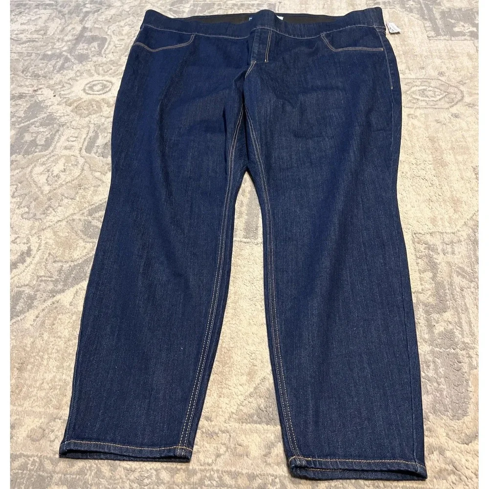 New Old Navy Women's Plus Size 28 W Long Medium Wash Blue Mid Rise Jegging Jeans